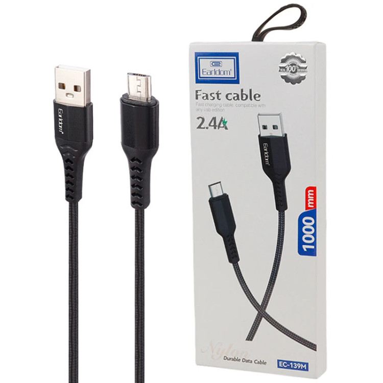 کابل تبدیل USB به microusb ارلدام مدل EC139 طول 1 متر
